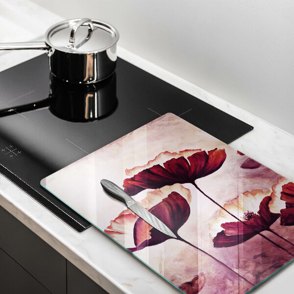 Kuchynská doska veľká zo skla Maľovanie kvetov