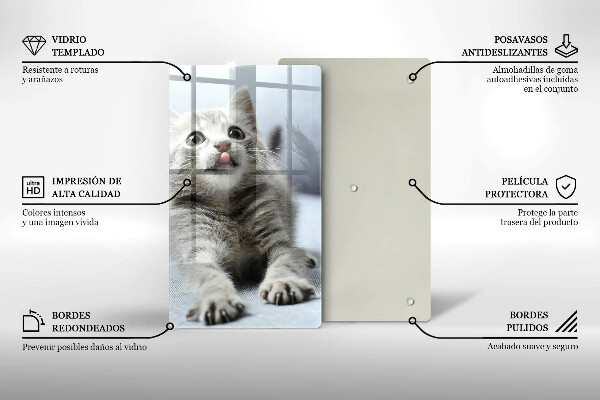 Kuchynská doska veľká zo skla Malé roztomilé mačiatko