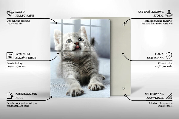 Kuchynská doska veľká zo skla Malé roztomilé mačiatko