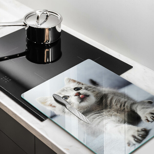 Kuchynská doska veľká zo skla Malé roztomilé mačiatko
