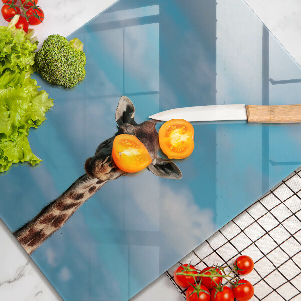 Kuchynská doska veľká zo skla Žirafa a obloha
