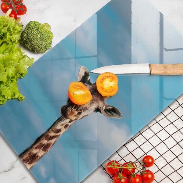 Kuchynská doska veľká zo skla Žirafa a obloha