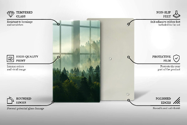 Kuchynská doska veľká zo skla Krajina Pohľad na les