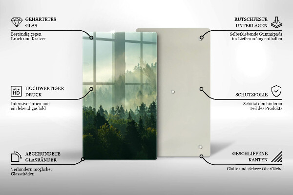 Kuchynská doska veľká zo skla Krajina Pohľad na les