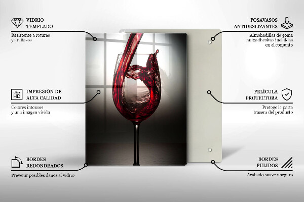 Kuchynská doska veľká zo skla Sklo a červené víno
