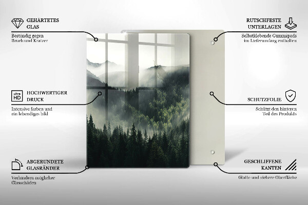 Kuchynská doska veľká zo skla Krajina lesa a hmly