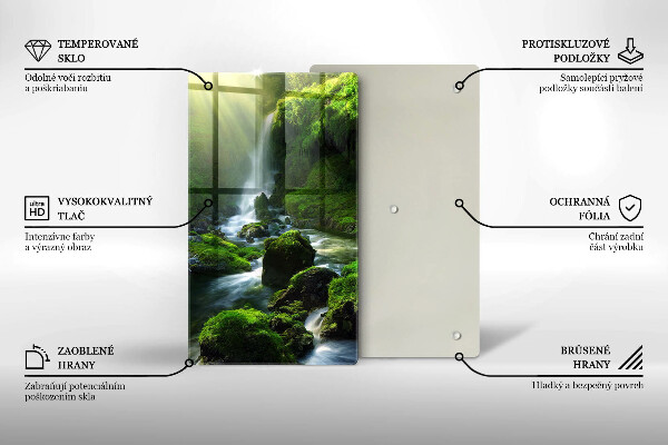 Kuchynská doska veľká zo skla Vodopád v džungli