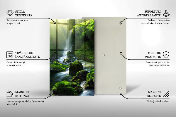 Kuchynská doska veľká zo skla Vodopád v džungli