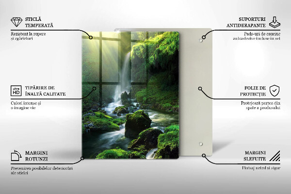 Kuchynská doska veľká zo skla Vodopád v džungli