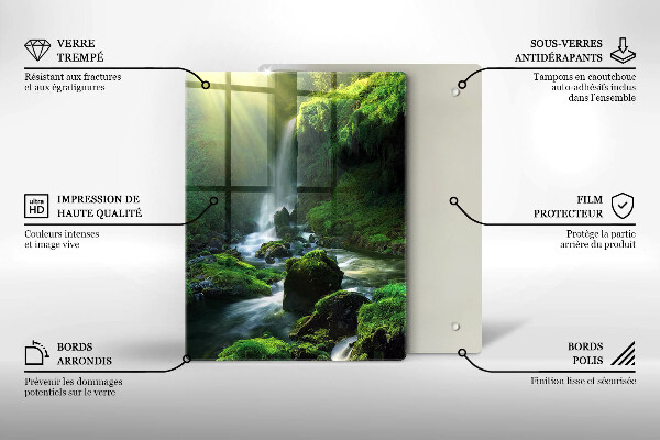 Kuchynská doska veľká zo skla Vodopád v džungli