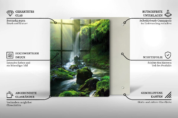 Kuchynská doska veľká zo skla Vodopád v džungli