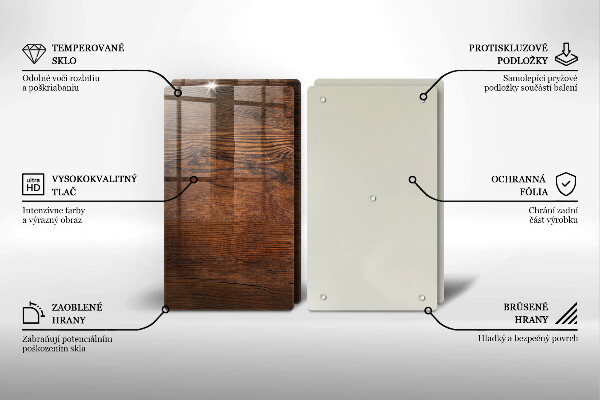 Kuchynská doska veľká zo skla Doska z tmavého dreva