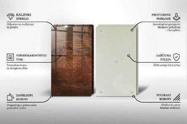 Kuchynská doska veľká zo skla Doska z tmavého dreva