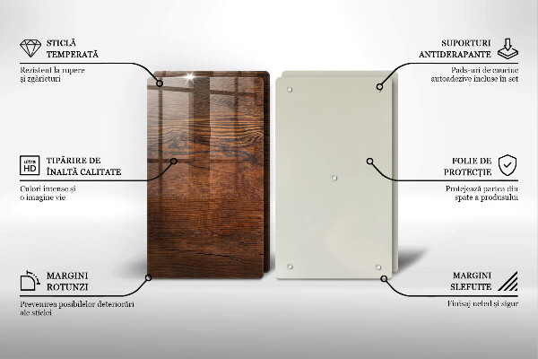 Kuchynská doska veľká zo skla Doska z tmavého dreva