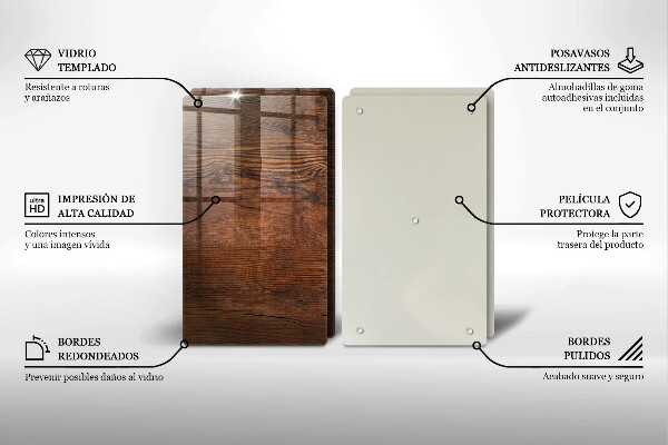 Kuchynská doska veľká zo skla Doska z tmavého dreva