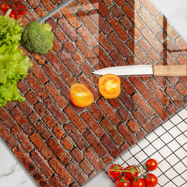Kuchynská doska veľká zo skla Stena z tehlovej steny