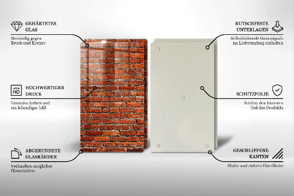 Kuchynská doska veľká zo skla Stena z tehlovej steny