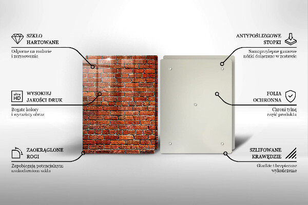 Kuchynská doska veľká zo skla Stena z tehlovej steny