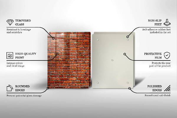 Kuchynská doska veľká zo skla Stena z tehlovej steny