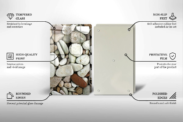 Kuchynská doska veľká zo skla Malé kamienky na pozadí