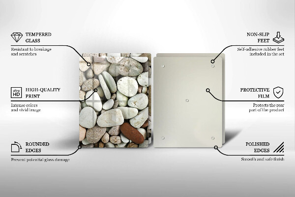 Kuchynská doska veľká zo skla Malé kamienky na pozadí
