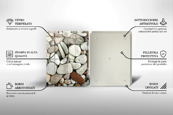 Kuchynská doska veľká zo skla Malé kamienky na pozadí