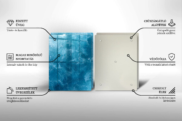 Kuchynská doska veľká zo skla Modrá voda