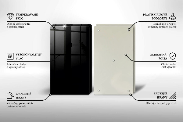 Kuchynská doska veľká zo skla Čierna farba