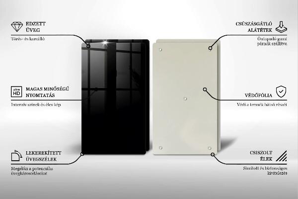 Kuchynská doska veľká zo skla Čierna farba