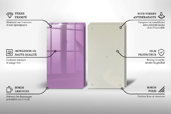 Kuchynská doska veľká zo skla Fialová farba