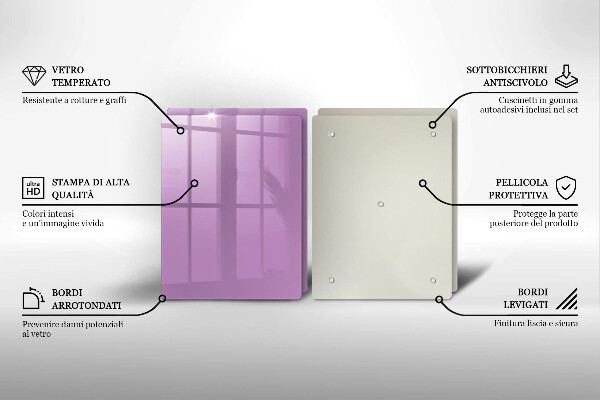 Kuchynská doska veľká zo skla Fialová farba