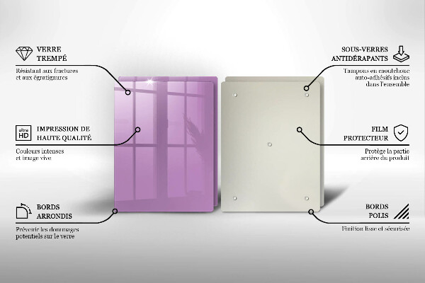 Kuchynská doska veľká zo skla Fialová farba