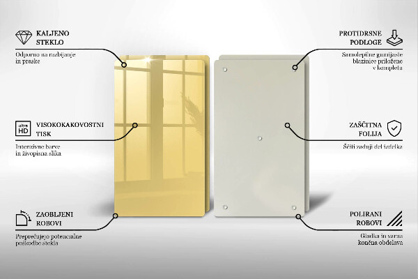 Kuchynská doska veľká zo skla žltá