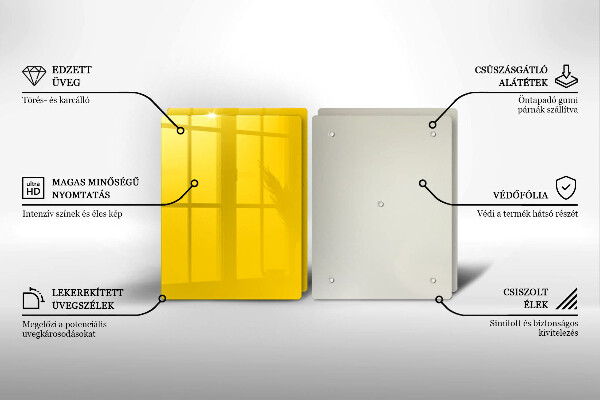 Kuchynská doska veľká zo skla žltá