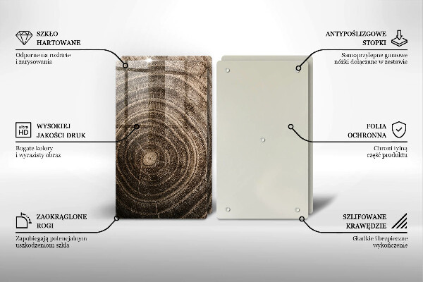 Kuchynská doska veľká zo skla Drevené krúžky