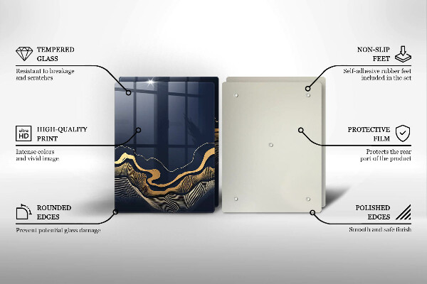 Kuchynská doska veľká zo skla Abstraktné zlaté čiary