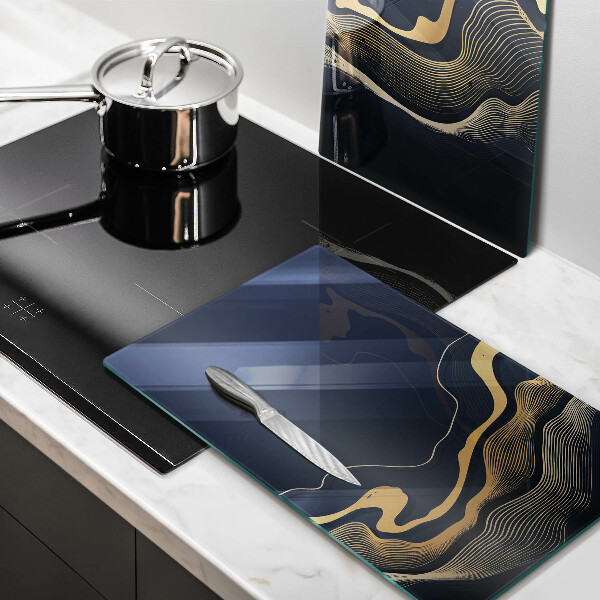 Kuchynská doska veľká zo skla Abstraktné zlaté čiary