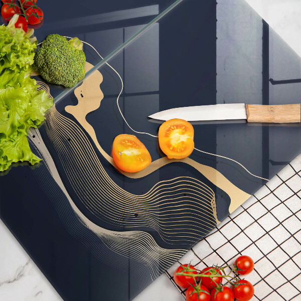 Kuchynská doska veľká zo skla Abstraktné zlaté čiary