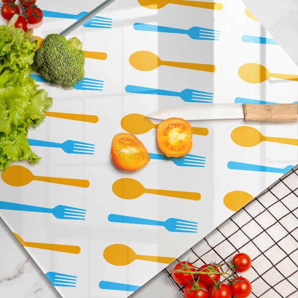 Kuchynská doska veľká zo skla Vidličky a lyžice