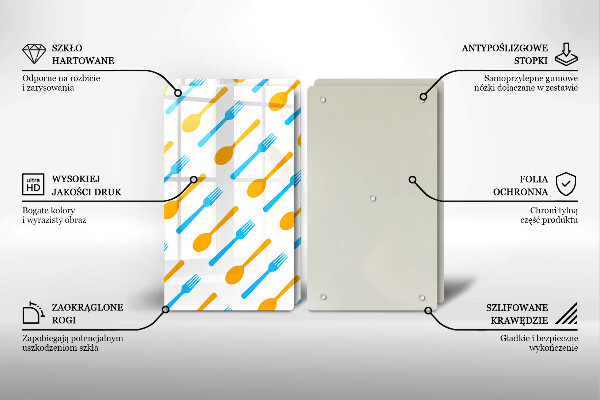 Kuchynská doska veľká zo skla Vidličky a lyžice