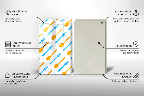 Kuchynská doska veľká zo skla Vidličky a lyžice