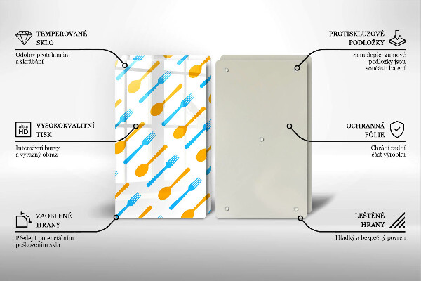 Kuchynská doska veľká zo skla Vidličky a lyžice