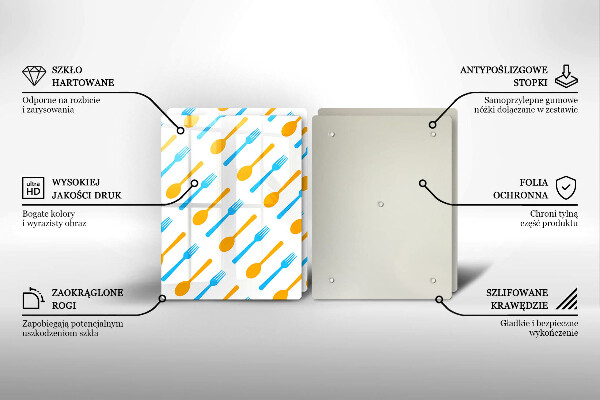 Kuchynská doska veľká zo skla Vidličky a lyžice