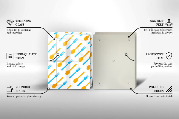 Kuchynská doska veľká zo skla Vidličky a lyžice