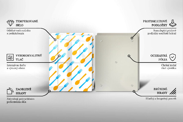 Kuchynská doska veľká zo skla Vidličky a lyžice