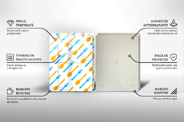 Kuchynská doska veľká zo skla Vidličky a lyžice