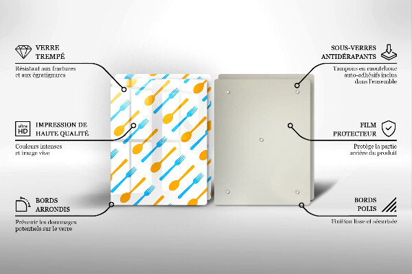 Kuchynská doska veľká zo skla Vidličky a lyžice