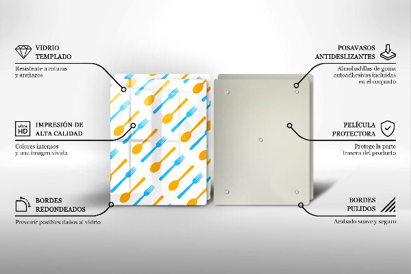 Kuchynská doska veľká zo skla Vidličky a lyžice