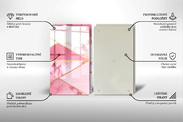 Kuchynská doska veľká zo skla Geometrický mramor