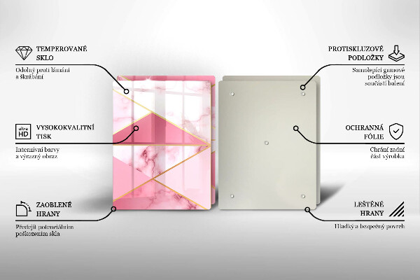 Kuchynská doska veľká zo skla Geometrický mramor